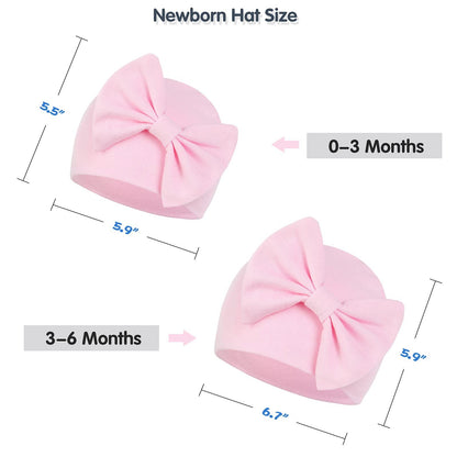 Durable Breathable Elastic Super Soft Infant Hat, Pink White Purple, 3-Piece