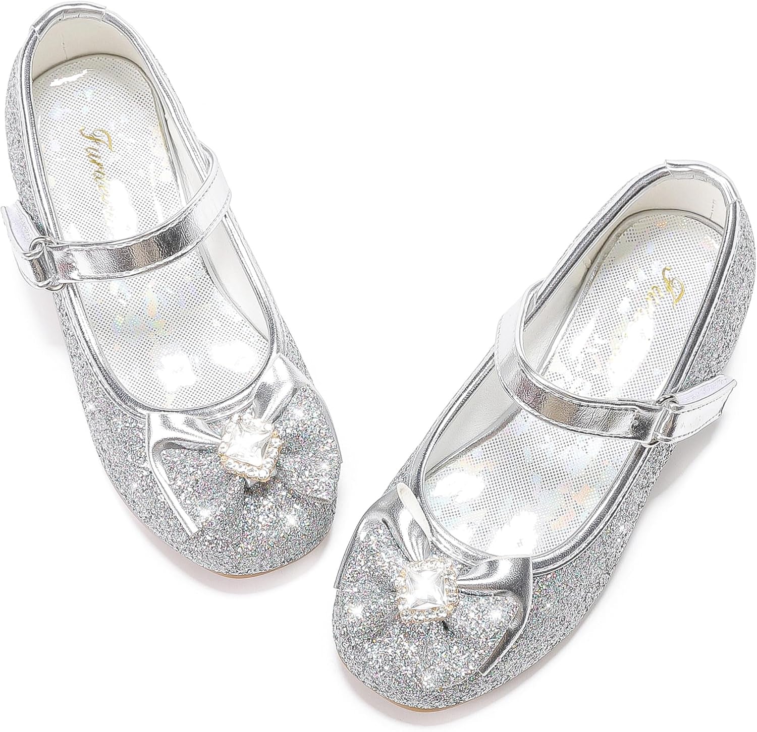 Girls Dress Shoes Mary Jane Wedding Flower Bridesmaids Heels Glitter Princess Shoes for Kids Toddler