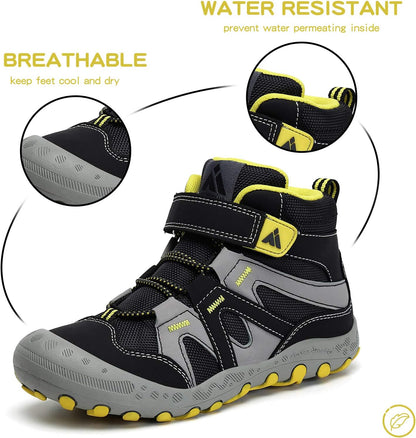 Kids Water Resistant Hiking Boots, Boys Girls anti Collision Anti-Skid Athletic Outdoor Ankle Adventure Trekking Shoes