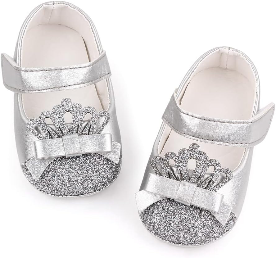 Infant Baby Girls Soft Sole Bowknot Princess Wedding Dress Mary Jane Flats Prewalker Newborn Light Baby Sneaker Shoes