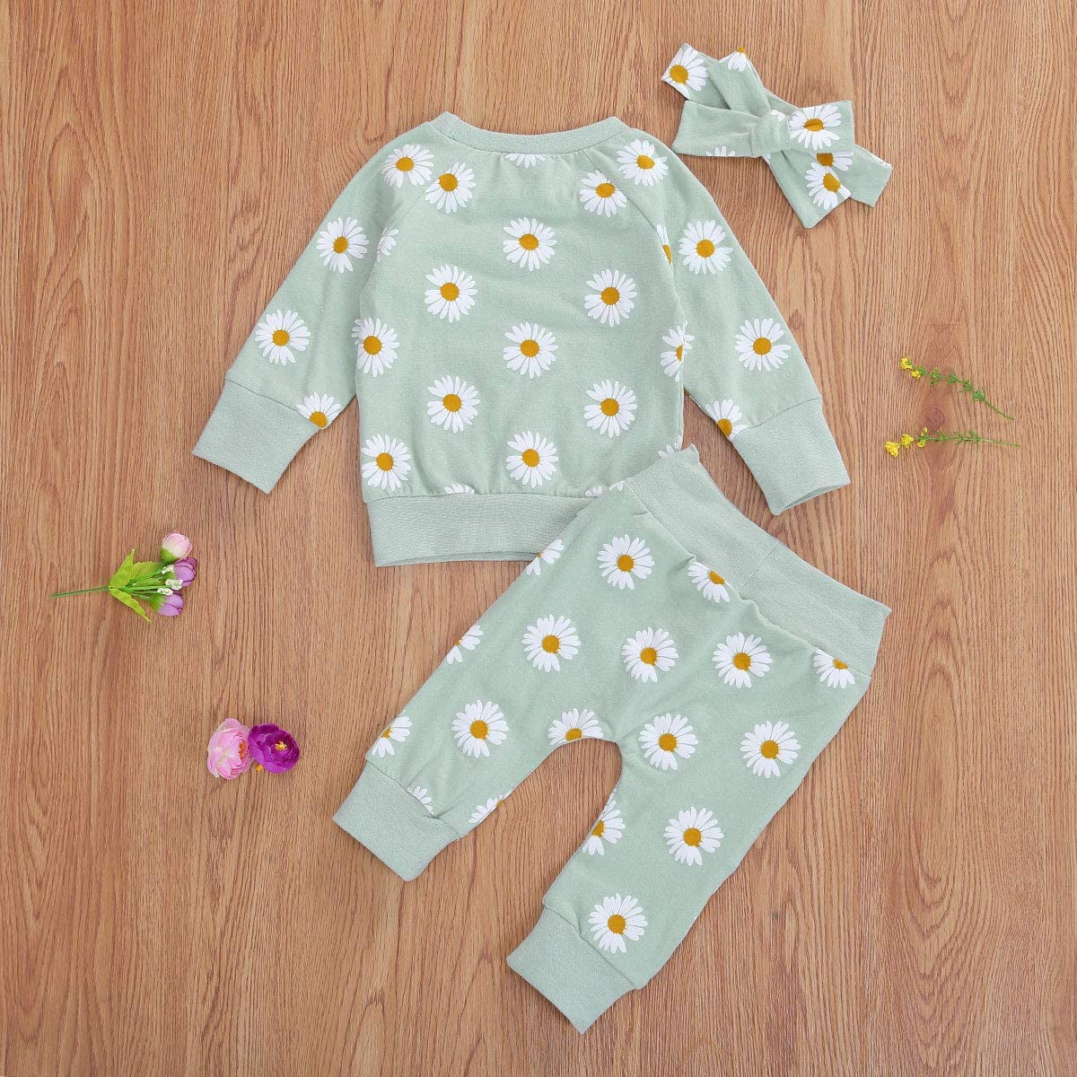 0-24M Flower Newborn Infant Baby Girl Clothes Set Long Sleeve Sweatshirts Tops Pants Outfits