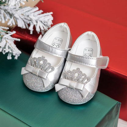 Infant Baby Girls Soft Sole Bowknot Princess Wedding Dress Mary Jane Flats Prewalker Newborn Light Baby Sneaker Shoes