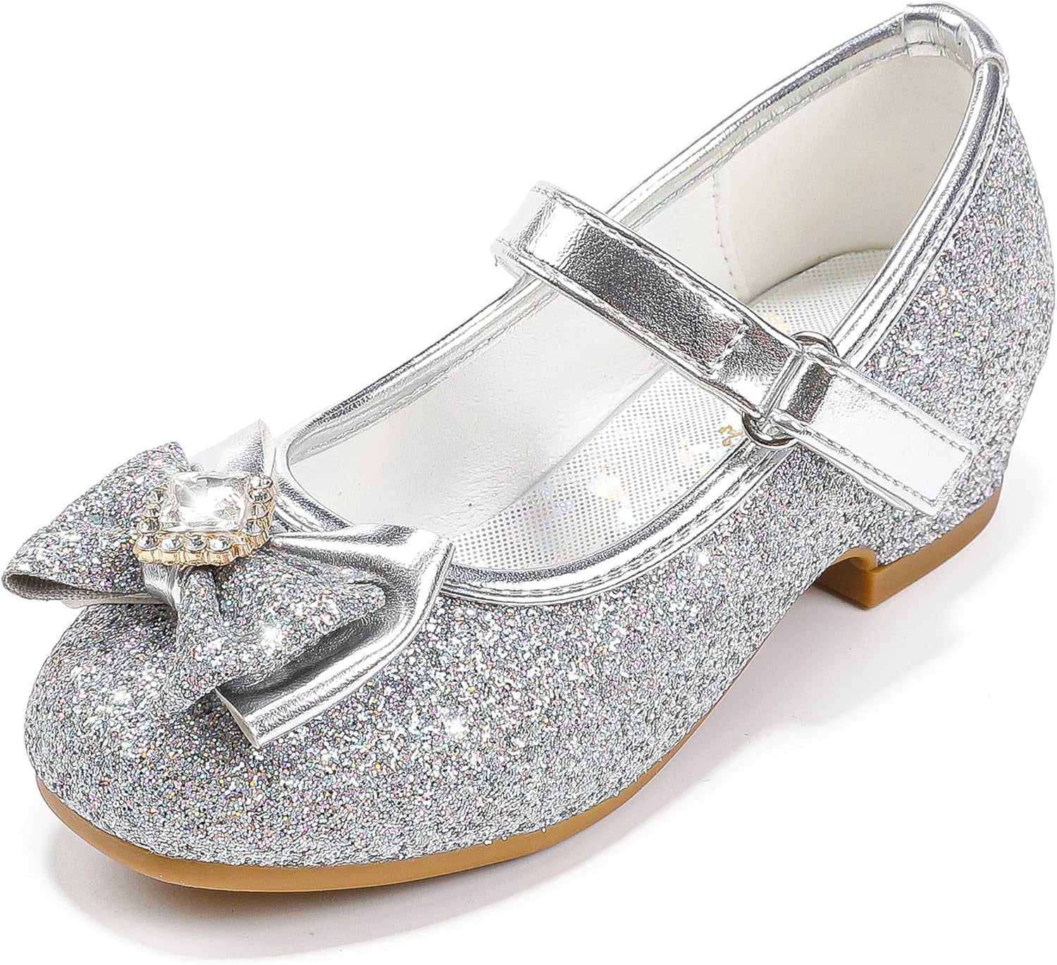 Girls Dress Shoes Mary Jane Wedding Flower Bridesmaids Heels Glitter Princess Shoes for Kids Toddler